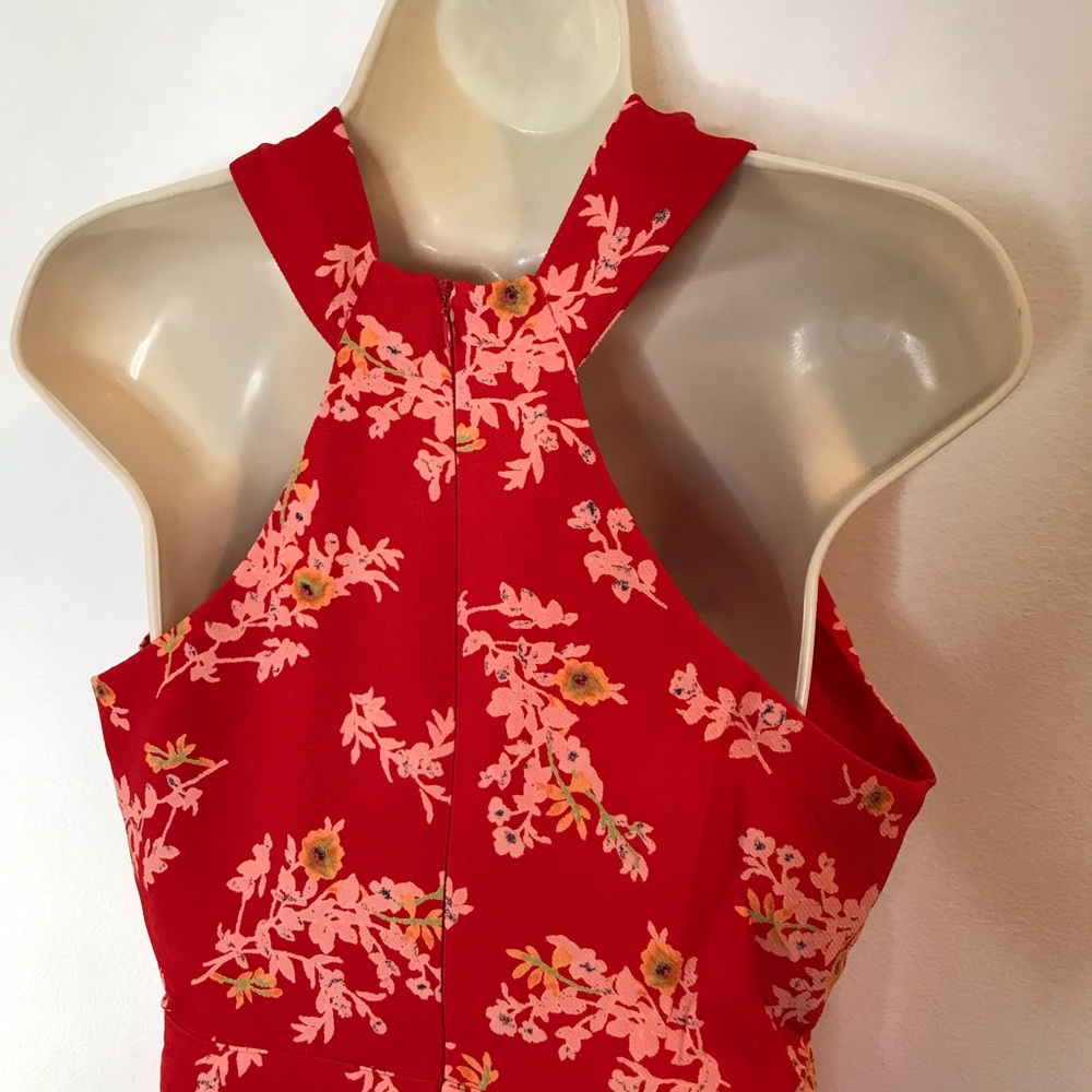 NEW 19 Cooper Red Floral Halter Dress Flare Large - Picture 6 of 9